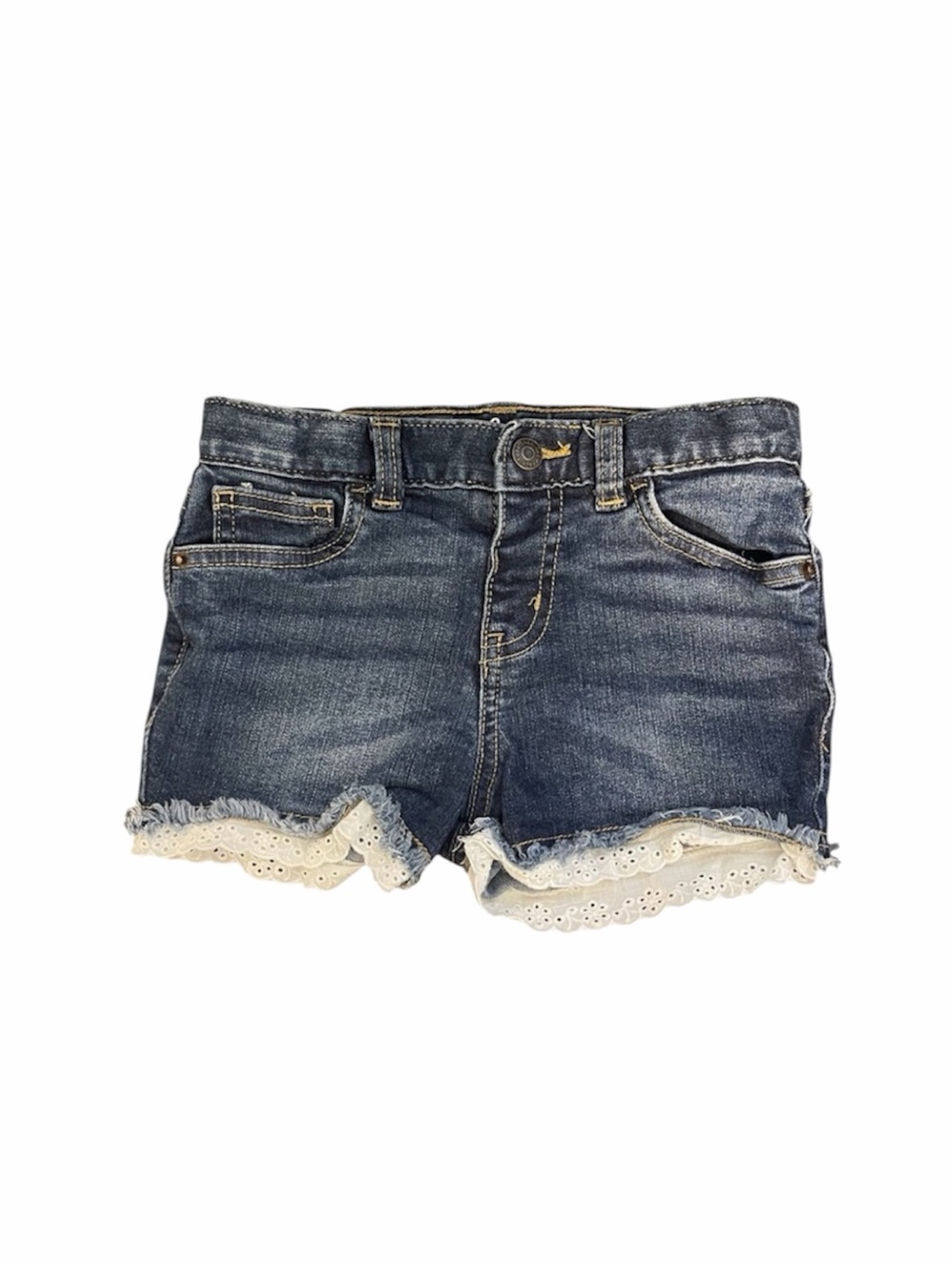 Cat & Jack Dark Wash Denim Shorts with Eyelet Lace - 5T